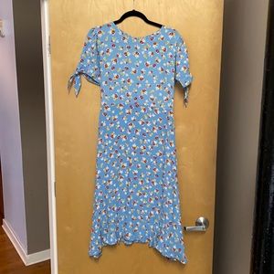 Blue floral midi dress